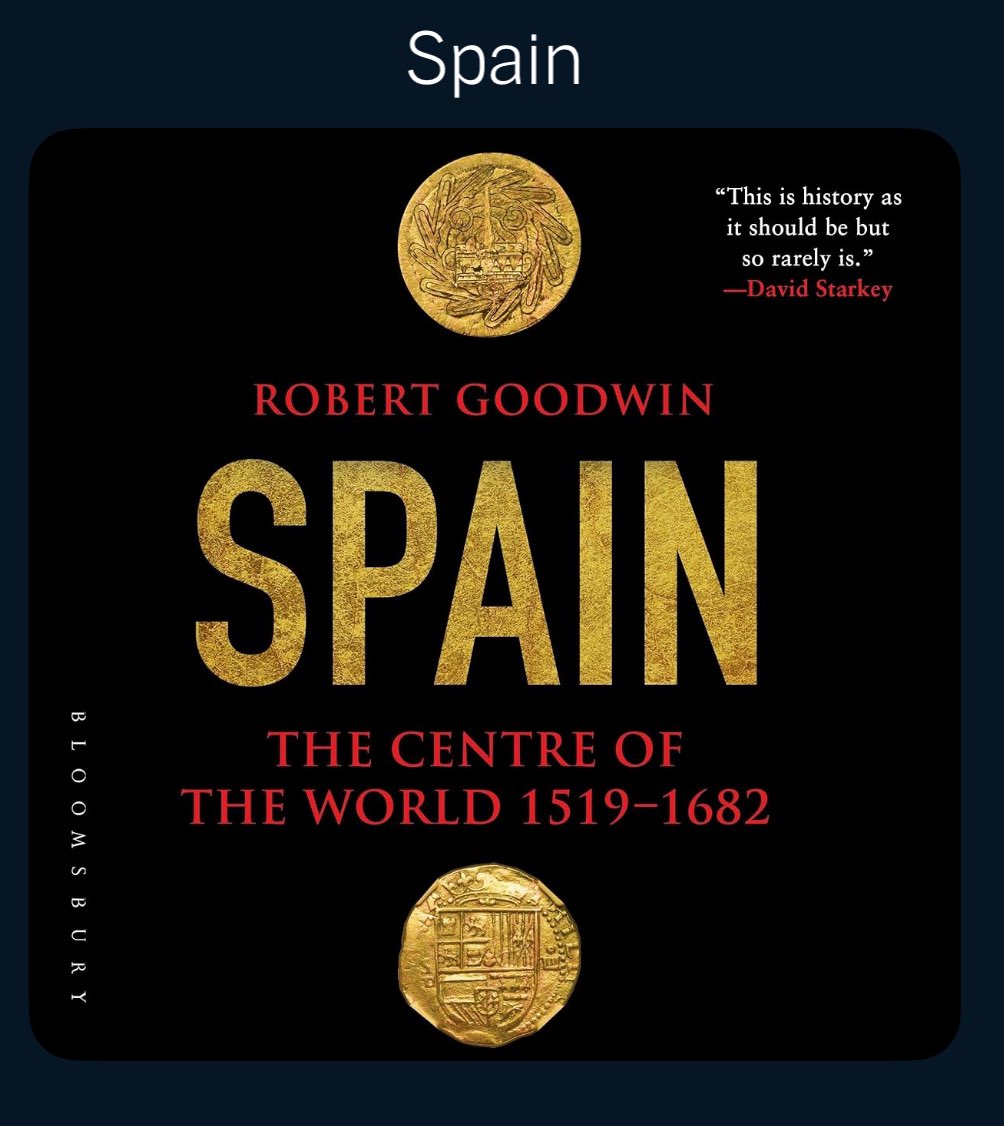 JonathanMiljus's tweet photo. In ‘Spain: The Centre of the World 1519-1682’, Robert Goodwin masterfully weaves history and narrative to unveil a Spain at the zenith of its power and influence. A commendable exploration of a pivotal era, shedding light on the complexities and grandeur of a nation often oversimplified. A must-read for history enthusiasts.