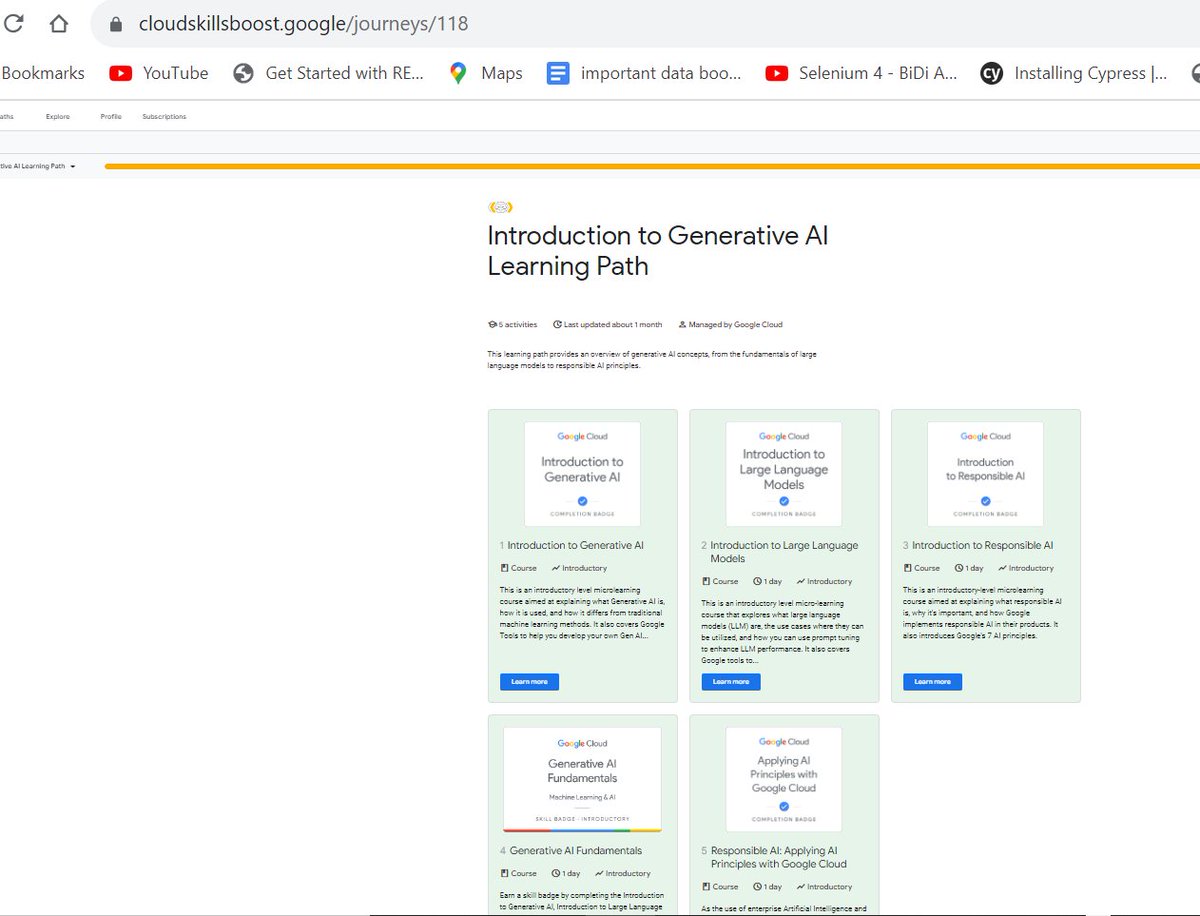 Completed the 'Introduction to Generative AI Learning Path' by Google Cloud! 🚀 Excited to dive deeper into the world of #AI and #MachineLearning. Thanks, @GoogleCloud! 🙌 #LearningPath #GoogleCloud' @gdgnoidacloud @gdgcloudnd @gdg_nd @gdgnoidacloud