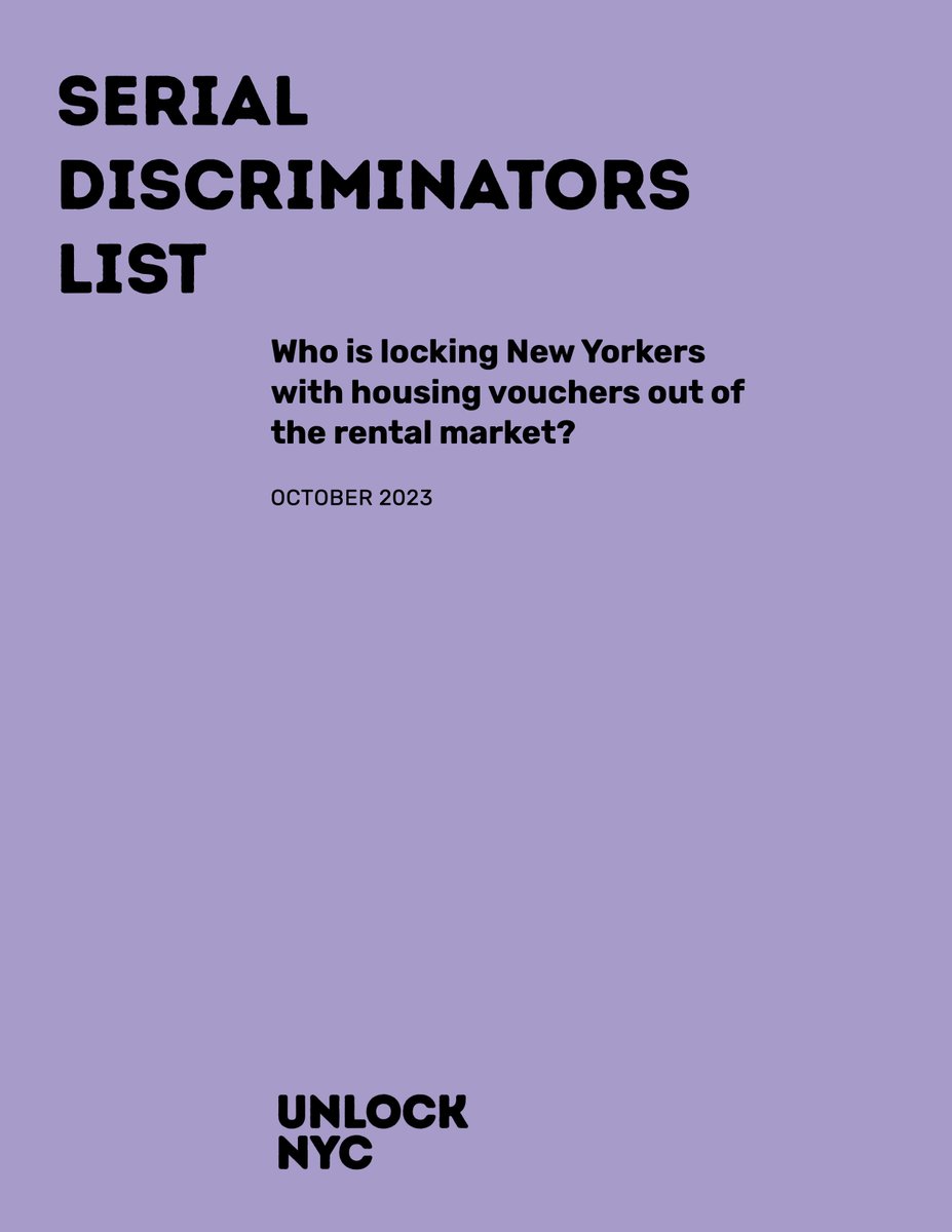 Introducing Unlock NYC's Discriminators List! Discover the names and entities that have been reported for suspected SOI discrimination. Read the report here:  weunlock.nyc/serial-discrim…  #WeUnlockNYC #EndSOIDiscrimination #FairHousing