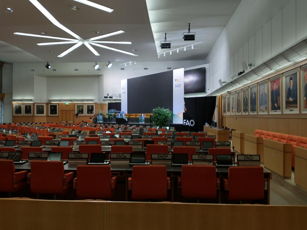 The stage is set! Excited to be at <a href="/UNFAO/">FAO</a> for the Science &amp; Innovation Forum. Really looking forward to contributing to the panel on risks &amp; benefits of animal source food alternatives (with other far more expert voices). Tune in tomorrow at 13:00 CET via: events.zoom.us/ev/AhkGy0rt5SR…