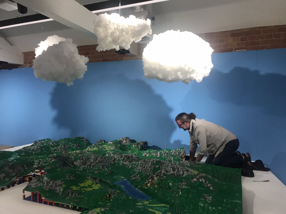 Enjoying watching the last section of #Lego #LakeDistrict being installed by the artist John Tordoff <a href="/MuseumofMaking/">Museum of Making at Derby Silk Mill</a> On cloud nine!!!!
