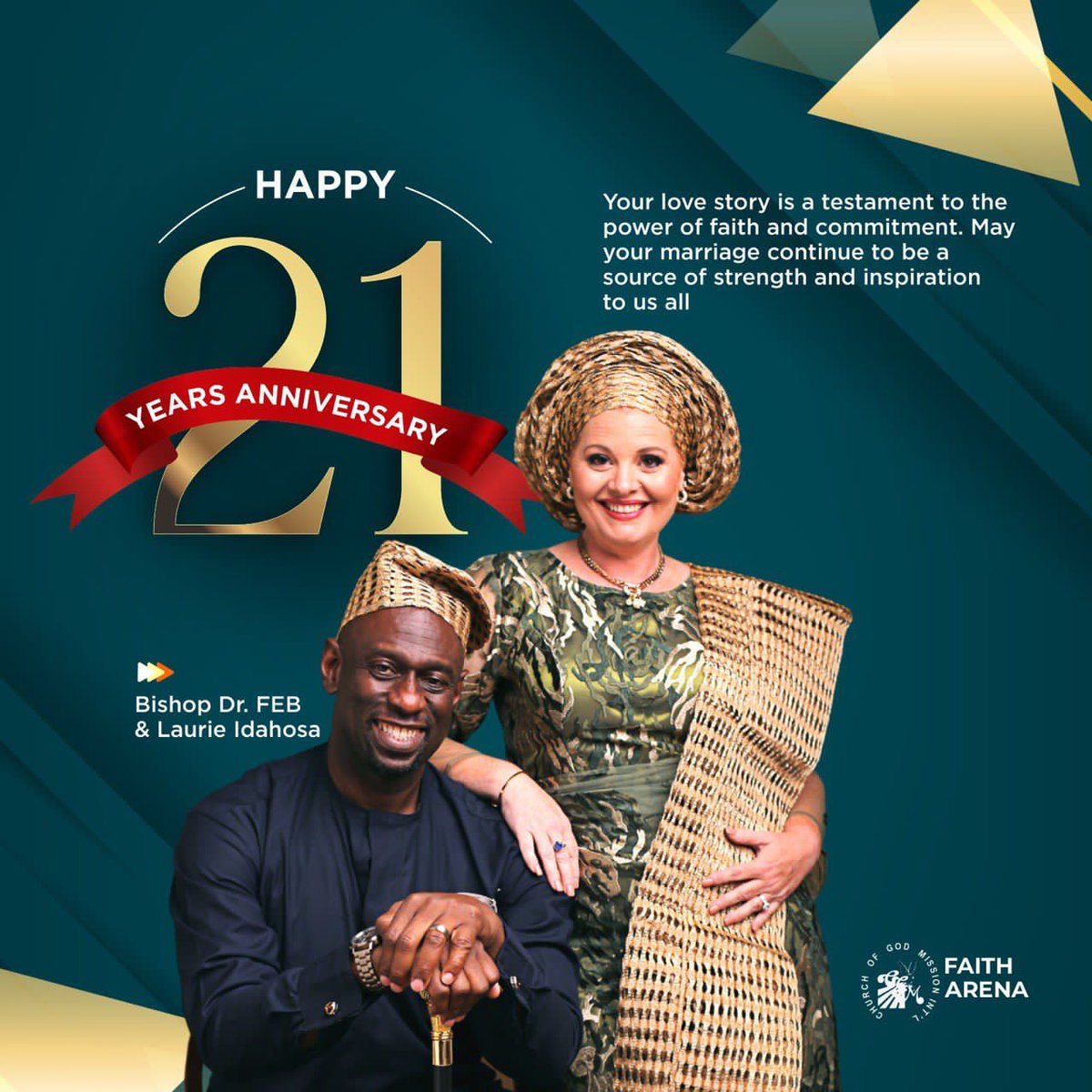 Happy 21st wedding Anniversary @febidahosa2 and @IdahosaLaurie . Bliss now and always.