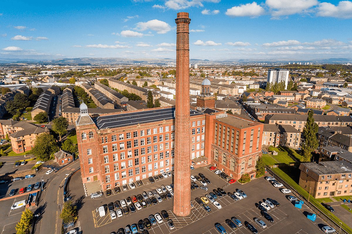 @is_glasgow Abbey Mill is just around the corner, out of sight and less impressive but still standing along with the old chimney! #industrialarchitecture #paisley