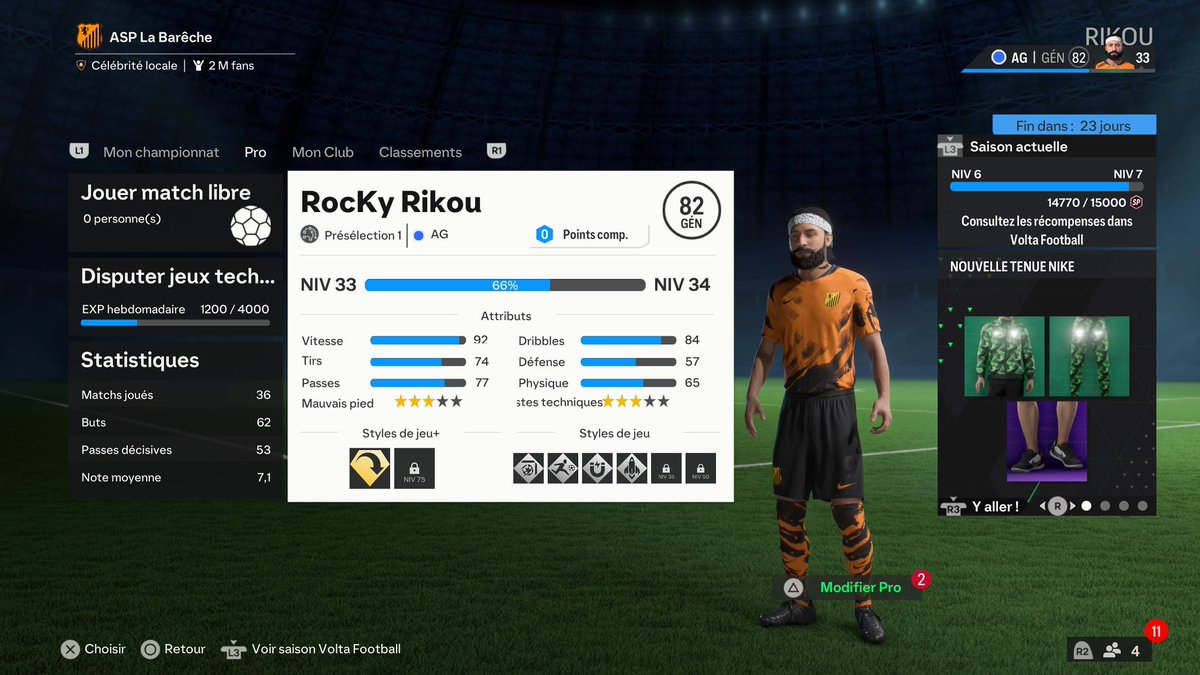 Vitality_RocKy's tweet photo. Les spécialistes du CLUB PRO j’ai besoin de vous :
C’est quoi les attributs, taille, poids, playstyle etc à mettre en priorité pour avoir un pro correcte en sachant que je suis que niveau 33 ? 

J’en peux plus de mon joueur même à 92 de vitesse il avance pas ce clebard https://t.co/EwEVuC1rpk