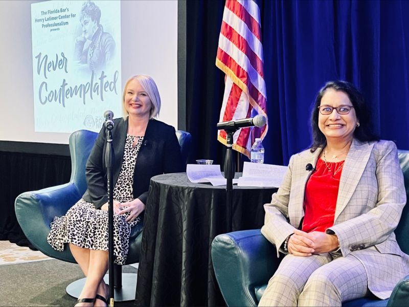 FLBarCFP's tweet photo. Thank you to the National Association of Administrative Law Judges for allowing Center Director Rebecca Bandy and @JudgeDesai to promote the Center's podcast at the annual meeting held in Tampa this week!

#NeverContemplated #podcast is free &amp; available on all podcast platforms. https://t.co/PWDLk0SDyO