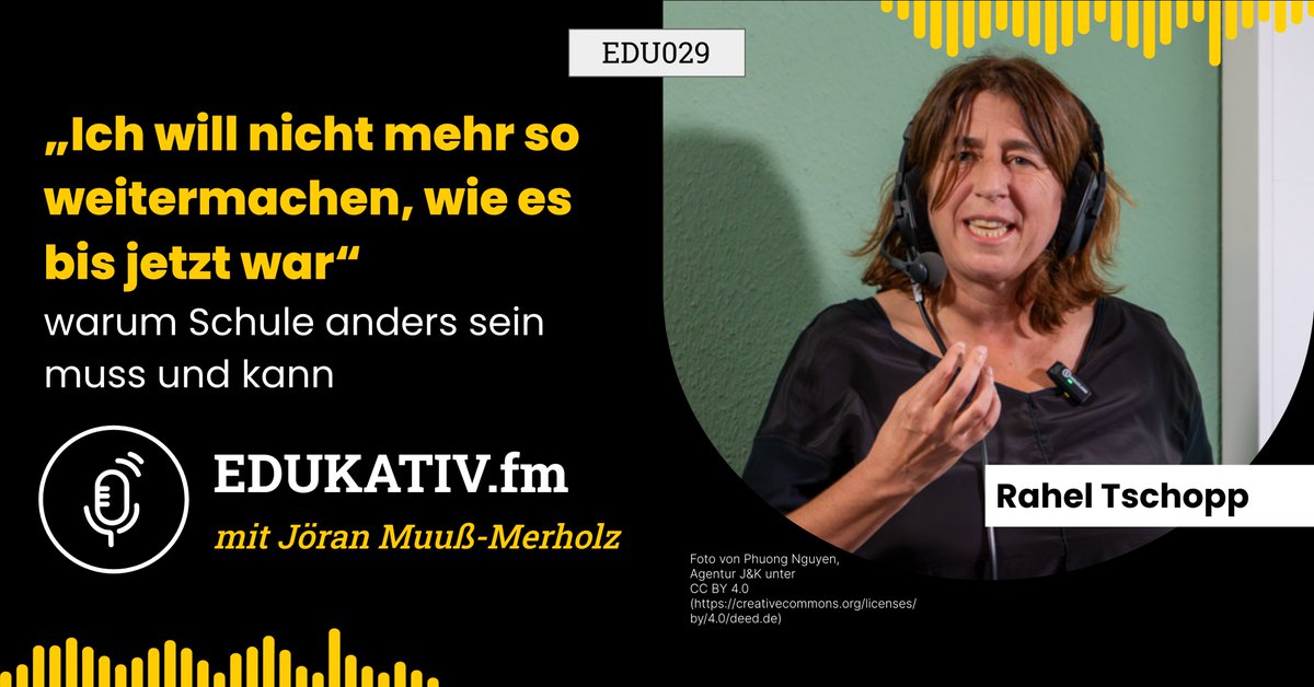 Rahel Tschopp aka @denkreise sammelt Bilder, in denen die Grammatik des Lernens sich geändert hat. Wie genau eine andere Schule aussehen kann, wo man diese Beispiele findet und warum es Gründe für Optimismus gibt, erklärt Rahel Tschopp im neuen Podcast.
edukativ.fm/edu029-warum-s…