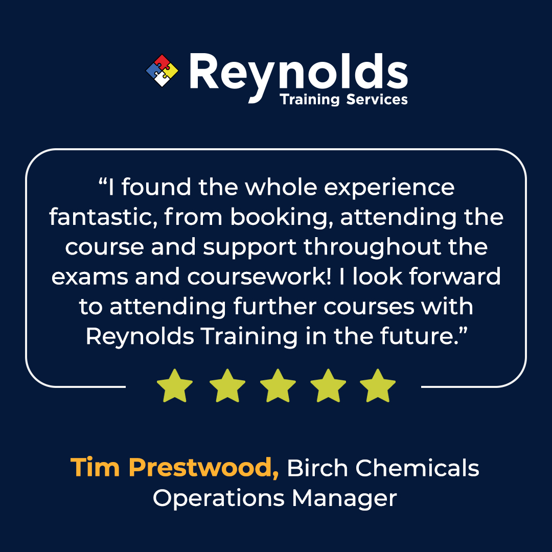 rtsafety's tweet photo. These kind words give us that midweek motivation we all need from time to time! It's always great to receive such glowing feedback. Here's what Tim Prestwood at @birch_chemicals had to say about the @NEBOSHtweets training course he took with Reynolds Training recently 🌟 https://t.co/oUfVkAvyOB