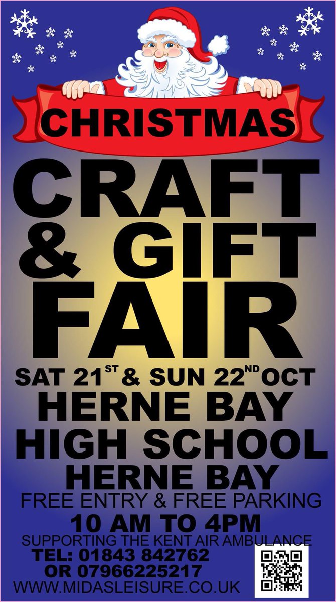 This weekend Herne Bay is the place to get those early Christmas presents, come and support local artisans, refreshments will be available.