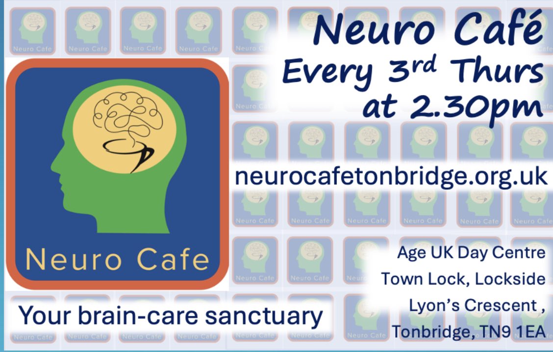 A reminder that our monthly Neurocafe is open tomorrow from 2:30 in Lyons Crescent <a href="/TMBC_Kent/">Tonbridge and Malling Borough Council</a> <a href="/DemFriendsTon/">Tonbridge DFC</a> <a href="/TonbridgeCastle/">Tonbridge Castle</a> <a href="/TomTugendhat/">Tom Tugendhat</a> <a href="/tonbridgeOldFS/">Tonbridge Old Fire Station</a> <a href="/TonbridgeTownTe/">Tonbridge Town Team</a> <a href="/tonbridgeangels/">Tonbridge Angels</a> <a href="/TonbridgeLions/">Tonbridge Lions</a> <a href="/KSCourier/">KentLive Tunbridge Wells & Tonbridge</a> <a href="/KentPoliceTon/">Kent Police Tonbridge & Malling</a> <a href="/TonbridgeFmMrkt/">Tonbridge Farmers Market - 2nd Sunday every month</a> <a href="/HildenboroughFM/">Hildenborough Fm Mkt</a> <a href="/Active_Kent/">Active Kent & Medway</a>
