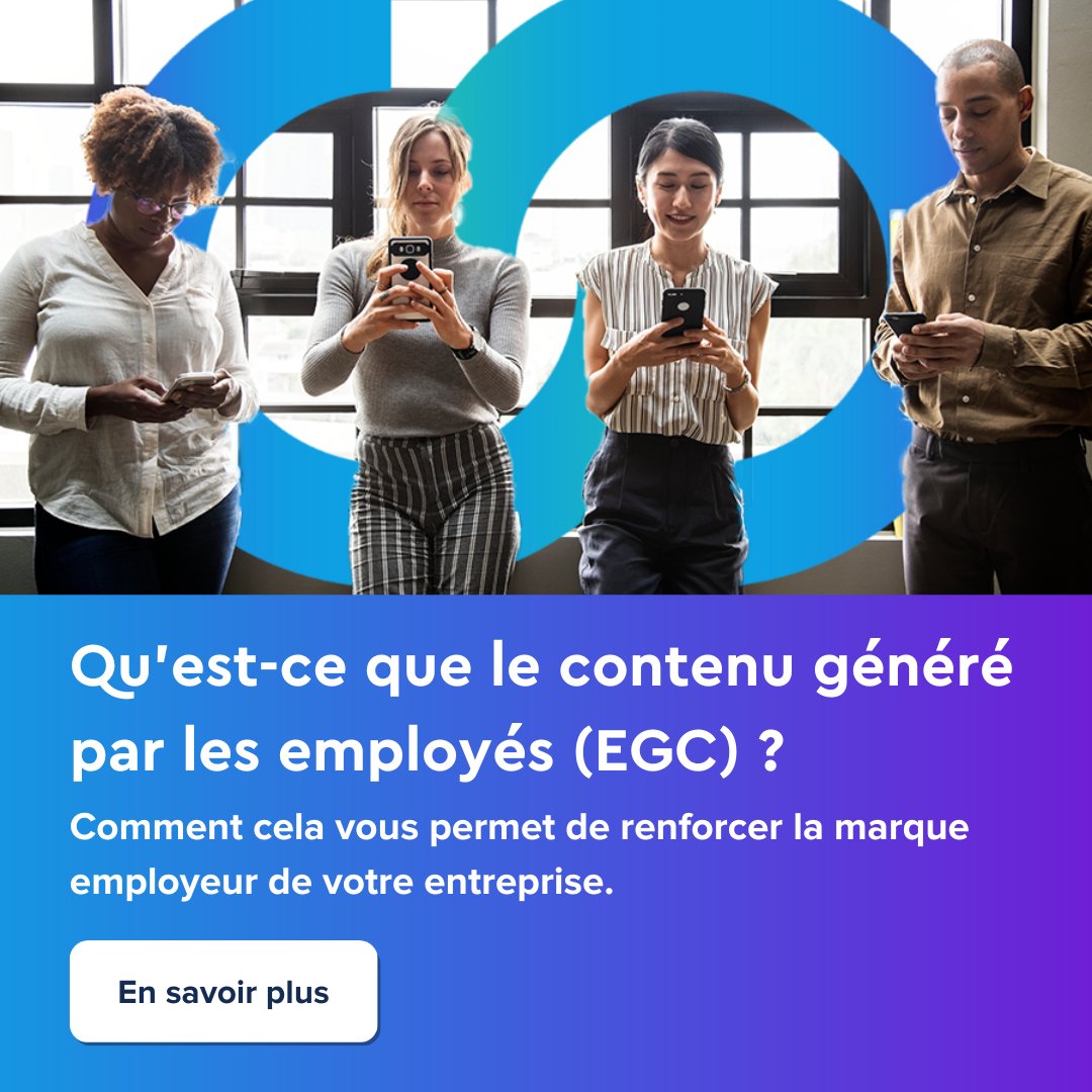 Découvrez le pouvoir du contenu généré par les employés (EGC) ! 💡Notre dernier article explore comment l'EGC peut stimuler l'engagement et renforcer la marque employeur de votre entreprise. Lisez-le ici : bit.ly/3S6UvBg 
#EGC #CultureEntreprise #Engagement