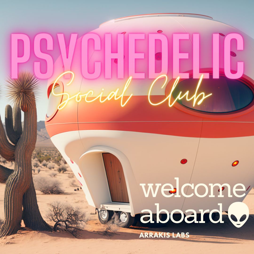 Dropping January 2024. Our 2nd  release, the Psychedelic Social Club is the flagship collection of the ARRAKISverse.

2,222 unique NFT’s, the collection also doubles as your membership pass to our plant medicine community which have the opportunity to attend IRL ayahuasca