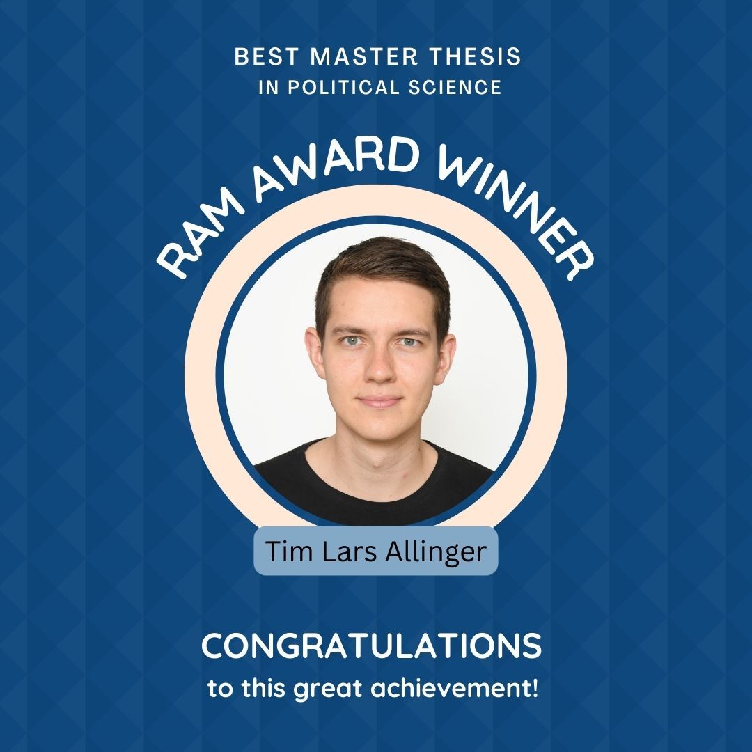 ram_ev's tweet photo. Congratulations to Tim Lars Allinger for winning the Franz-Urban-Pappi-Award for the best master thesis in Political Science. #ram #rammannheim #ramawards https://t.co/jHanJ5roPS