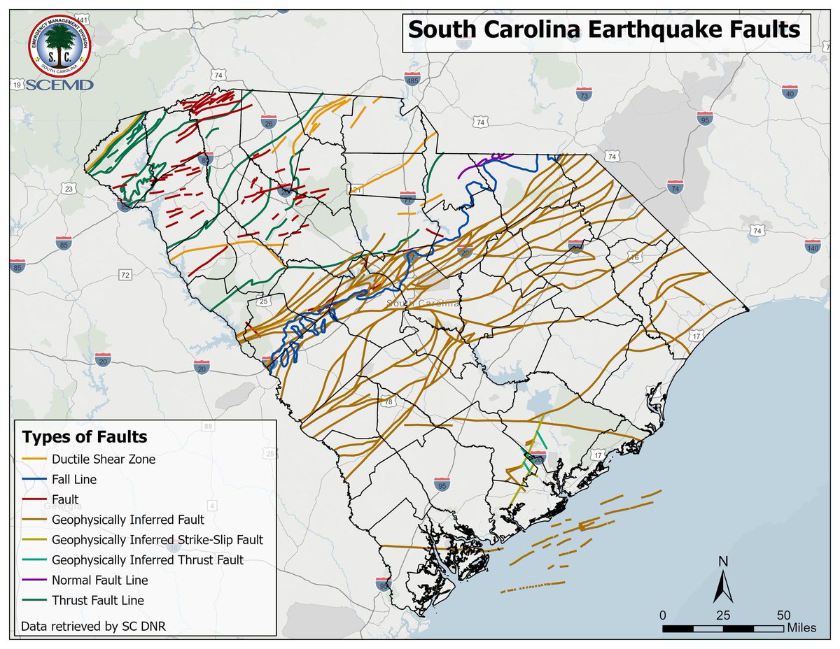 Did you know that South Carolina has a lot of fault lines that run through our state? There are even a few that run through York County.
Thanks to our friends at South Carolina Emergency Management Division for providing this map.
#alwayspreparing #prepareycoem #earthquakesafety