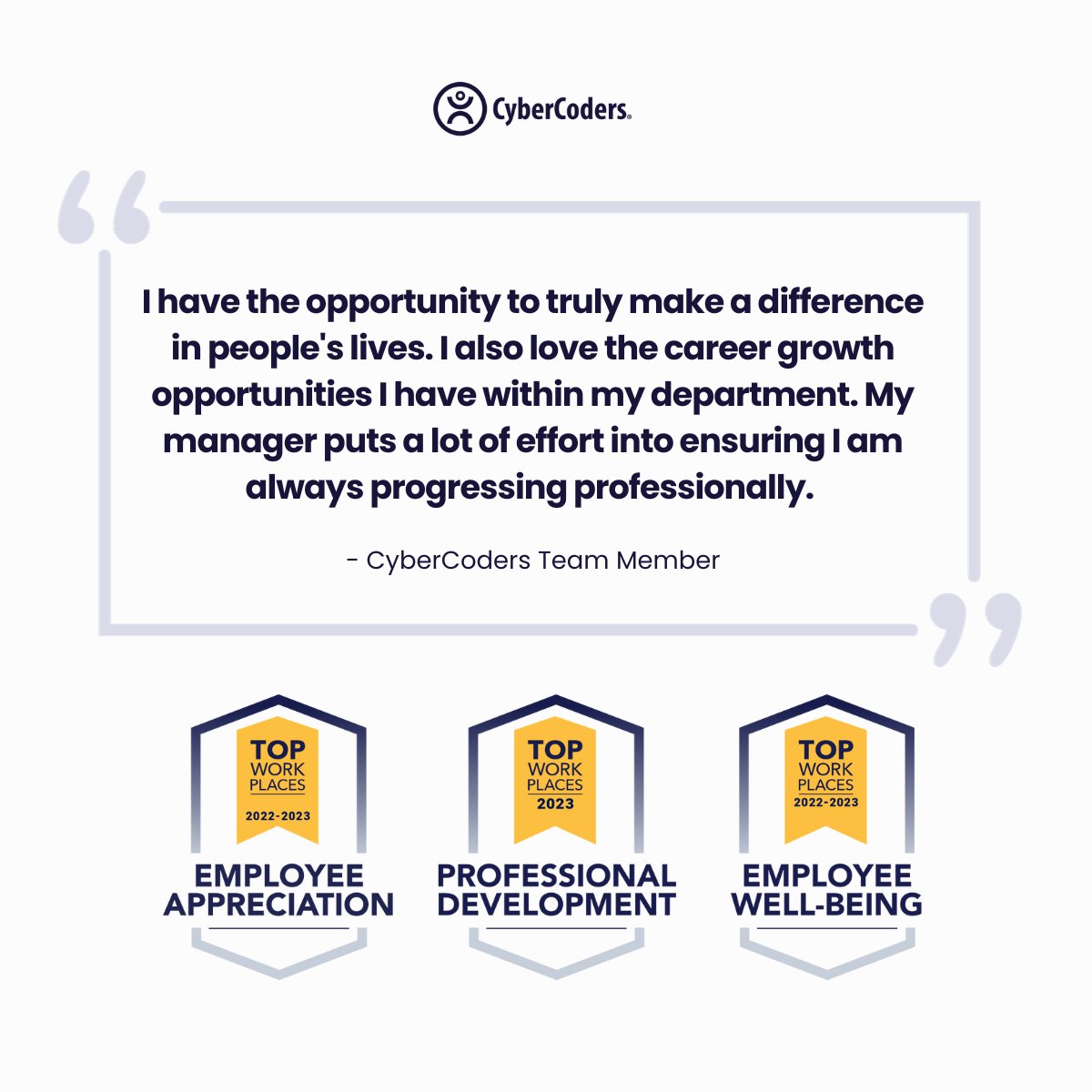 CyberCoders's tweet image. At CyberCoders, we firmly believe that a thriving and supportive work environment is the cornerstone of our success. That&apos;s why we are thrilled to announce we&apos;ve been recognized with multiple Top Workplaces awards!

#cybercoders #ccsuccess #companyculture