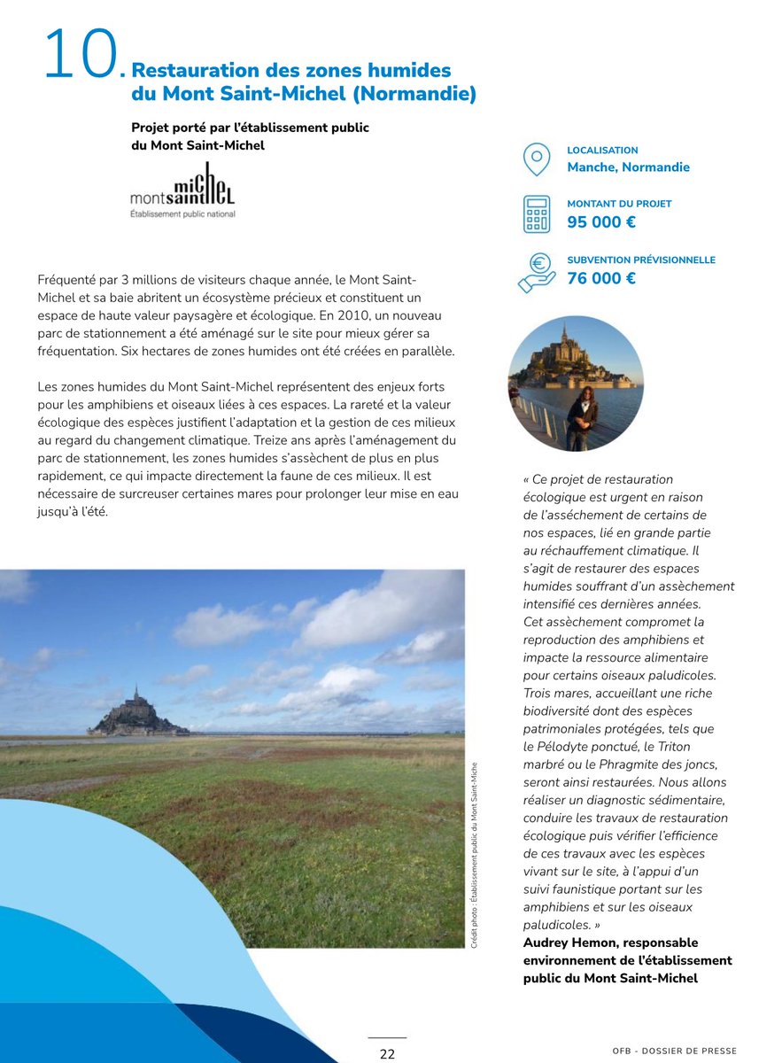 🥇Le #MontSaintMichel sélectionné parmi les 20 projets de la #MissionNature

Lancé par la ministre 
@sarahelhairy , ce loto de la biodiversité 🌱 porté par l’
@OFBiodiversite et la @FDJ soutient des projets écologiques. 

Merci aux membres du jury et aux équipes @EPMontStMichel