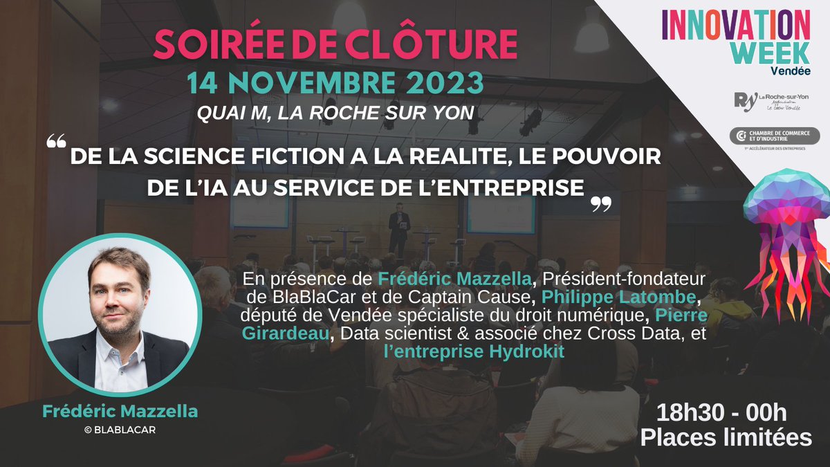 InnoWeek85 (@innoweek85) on Twitter photo Venez assister à la soirée de clôture des 10 ans de l'<a href="/InnoWeek85/">InnoWeek85</a> !🎈
Pour vous inscrire 👉innoweek85.fr/18h30-00h00-so…
<a href="/larochesuryonfr/">La Roche-sur-Yon, Ville & Agglomération</a> <a href="/ccivendee/">CCI Vendée</a> Venez assister à la soirée de clôture des 10 ans de l'<a href="/InnoWeek85/">InnoWeek85</a> !🎈
Pour vous inscrire 👉innoweek85.fr/18h30-00h00-so…
<a href="/larochesuryonfr/">La Roche-sur-Yon, Ville & Agglomération</a> <a href="/ccivendee/">CCI Vendée</a>