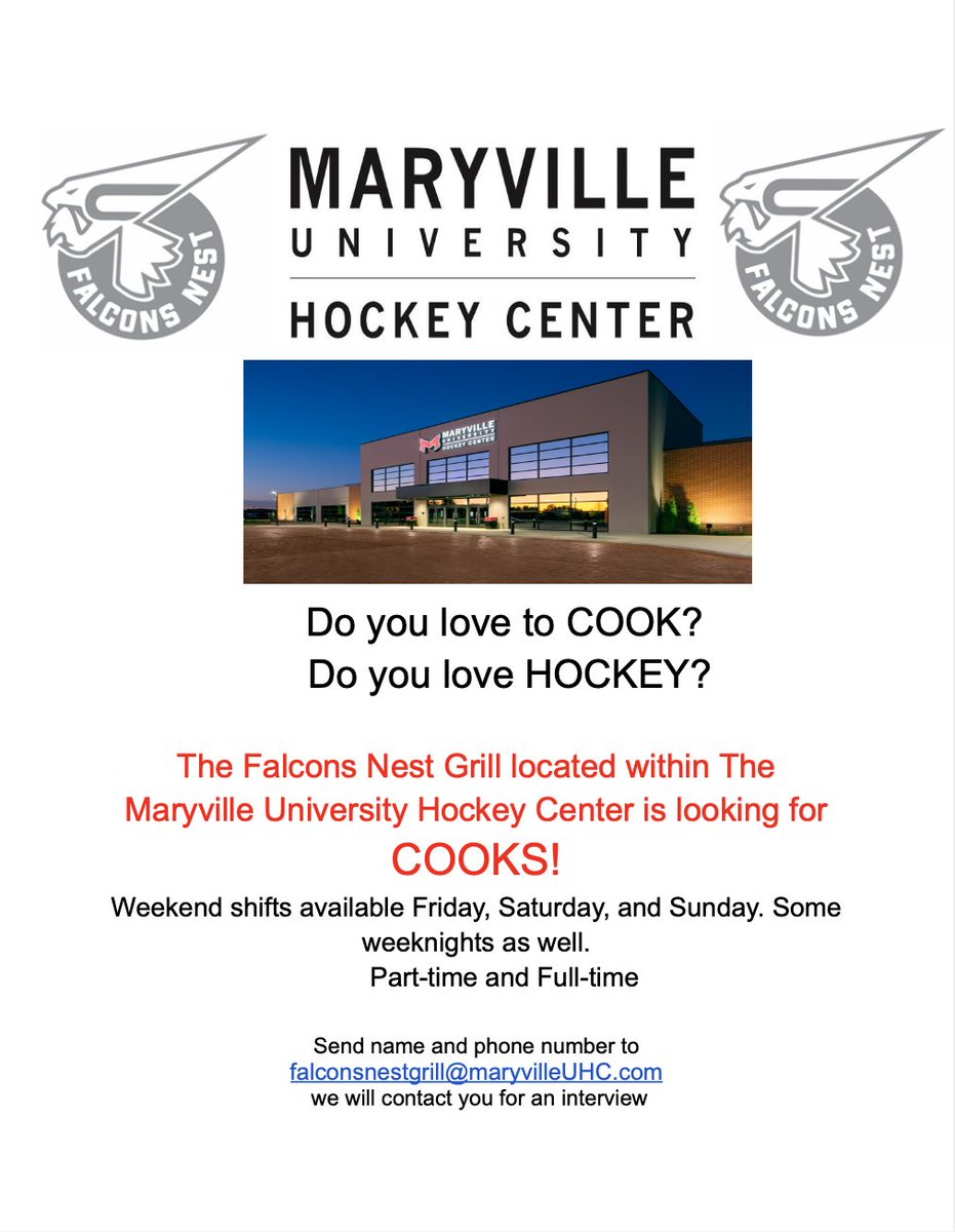Contact us at falconsnestgrill@maryvilleuhc.com