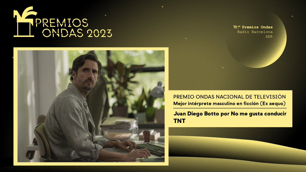 📺 Premio #Ondas2023 nacional de televisión 🔹 Mejor intérprete masculino en ficción (Ex aequo): Juan Diego Botto (@JuanDiegoBotto) en “No me gusta conducir'