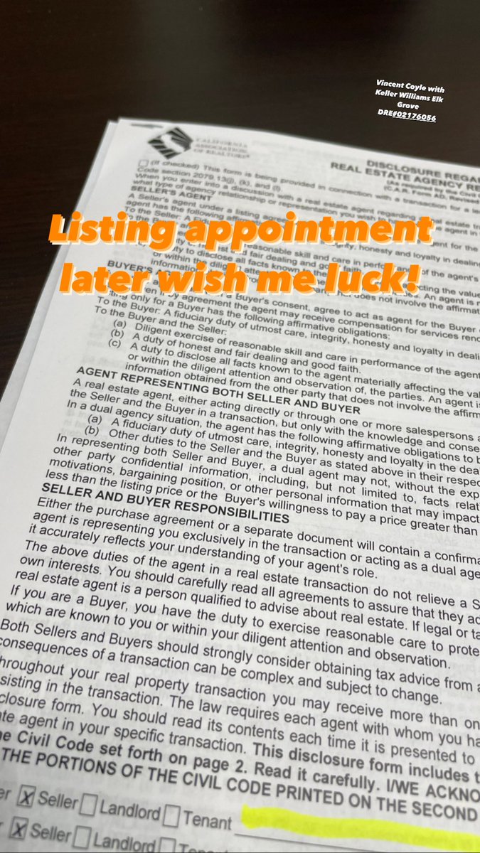 vhcoyle's tweet photo. Wish me luck at my listing appointment later 😎 🍀 https://t.co/6VO5K2zGma