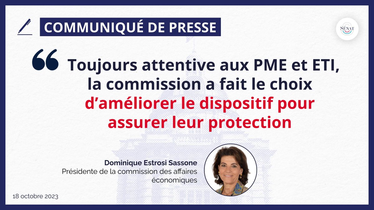 📢 Avancement de six semaines des négociations commerciales : face à une mesure hasardeuse et sans doute inefficace, la #ComAfEcoSénat a pris le parti constructif d’améliorer son dispositif et de protéger les PME d'un rapport de force déséquilibré.

Le communiqué de presse :
🔗