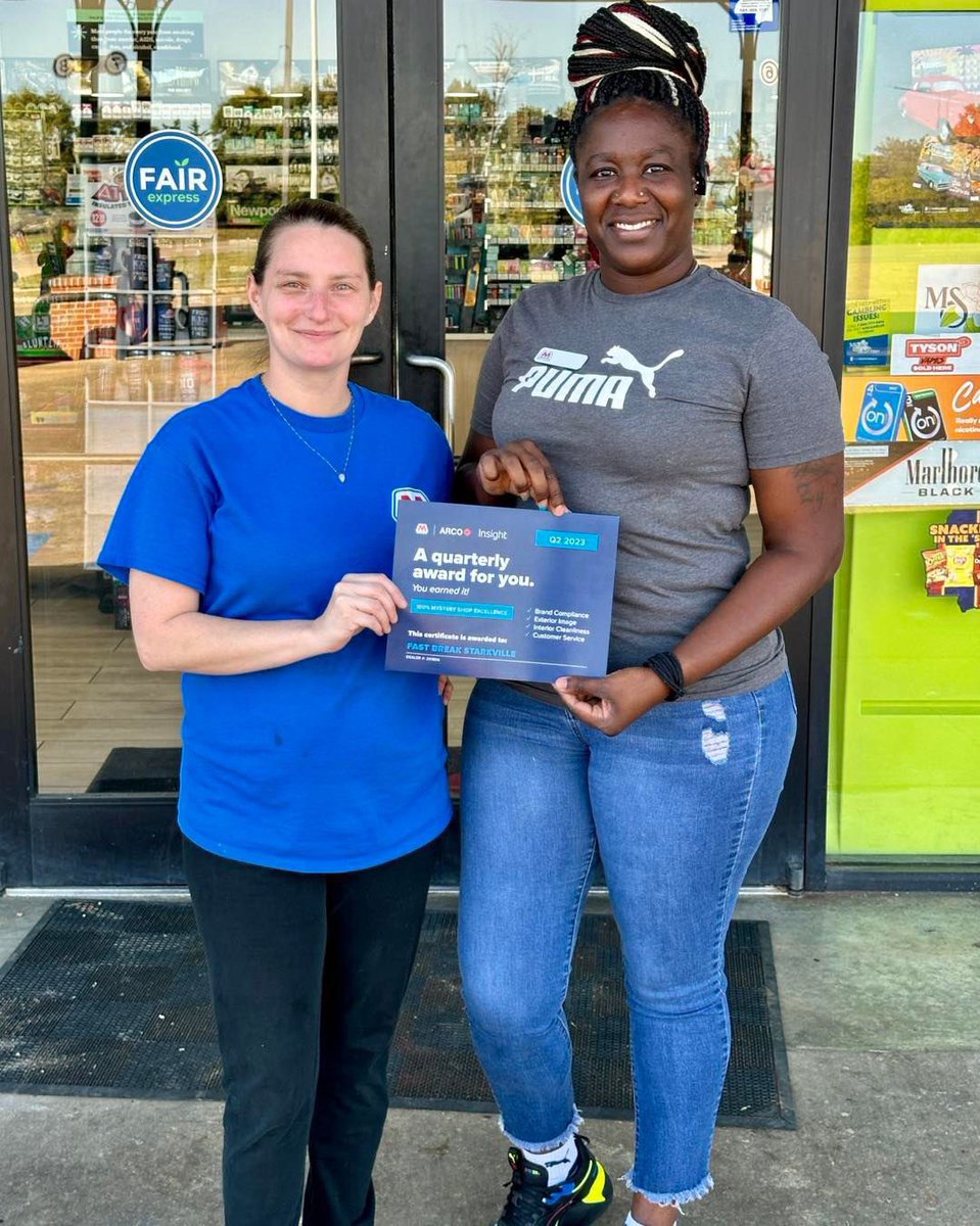 FairOil's tweet photo. Huge Congrats to our FAIR Express Marathon Starkville for a perfect score with the Marathon Mystery Shopper Inspection! Nice work!!
#FairOilFuelCard #FairOilCompany #FairFresh #ServiceMatters https://t.co/ZIg4kRO5Ab