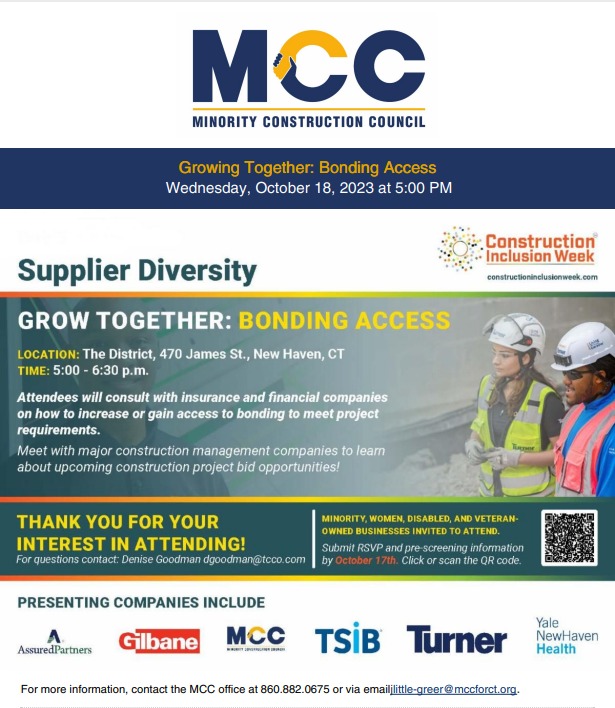 We welcome you to attend Construction Inclusion Week today at The District, 470 James Street, New Haven, CT. For more information on how to sign up can the QR code provided on the flyer.

#constructioninclusionweek #construction #newhaven #2023events