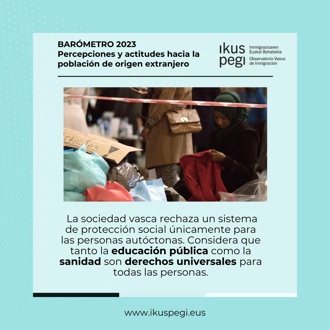 OngizateEJGV's tweet photo. 📊 #Ikuspegi – #Immigrazioaren Euskal #Behatokiak ‘Atzerriko biztanleriarekiko pertzepzioak eta jarrerak’ gaiari buruzko urteko barometroaren #datuak aurkeztu ditu gaur 👇1

#2023kobarometroa  #barometro2023 https://t.co/X4wK49Qzcy