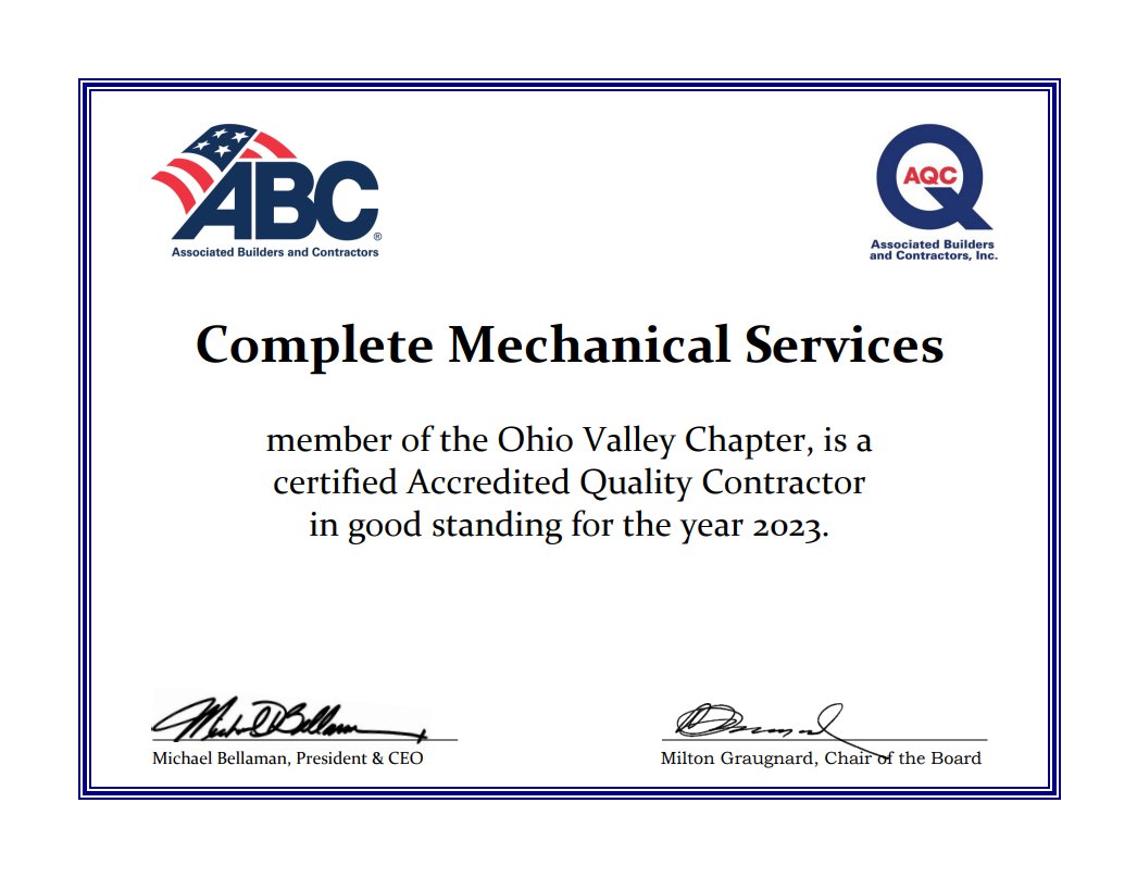 MechConstruct4u's tweet photo. Complete Mechanical Services is honored to be named an "Accredited Quality Contractor" by ABC, placing us in the top 2% of contractors. A testament to our commitment to excellence in #construction https://t.co/dIp56DfpIR