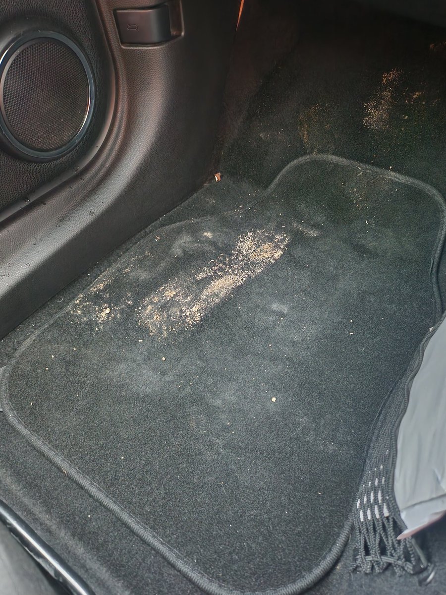 gazmurray1's tweet photo. Purchased a fresh whip a mere 2 weeks ago. The 2 youngsters at work requested a ride to Biggleswade after work.
Look at the mess youth 1 left just now.
Youth 2 needs to hurry up and pass his driving test if they think this is acceptable behaviour.
#LiftGate https://t.co/bhPgr1X06v