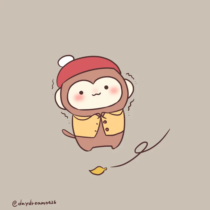 もしかして、もう冬〜? #さるもっち #ゆるいイラスト #寒い