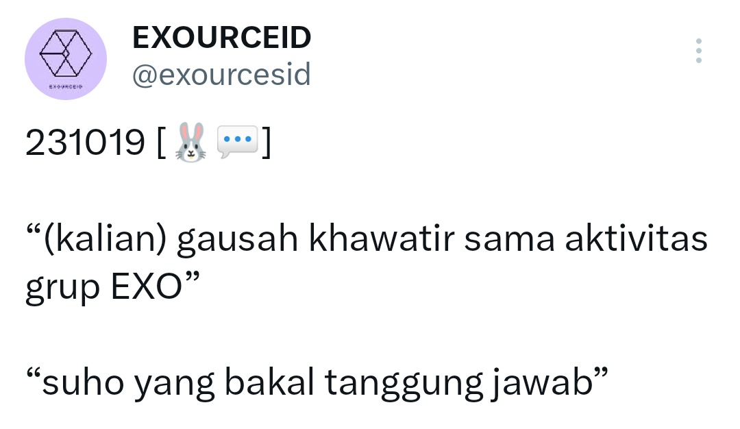 baekhyun udah speak up, suho sebagai leader juga udah ngomong gini. mereka seyakin itu 'exo still exist in every moment' 🥹🫶 mau mereka nanti beda agensi, gak ada yang perlu di khawatirkan.. exo still 9 dan kita harus percaya omongan mereka. we are one, exo saranghajaaa🤍