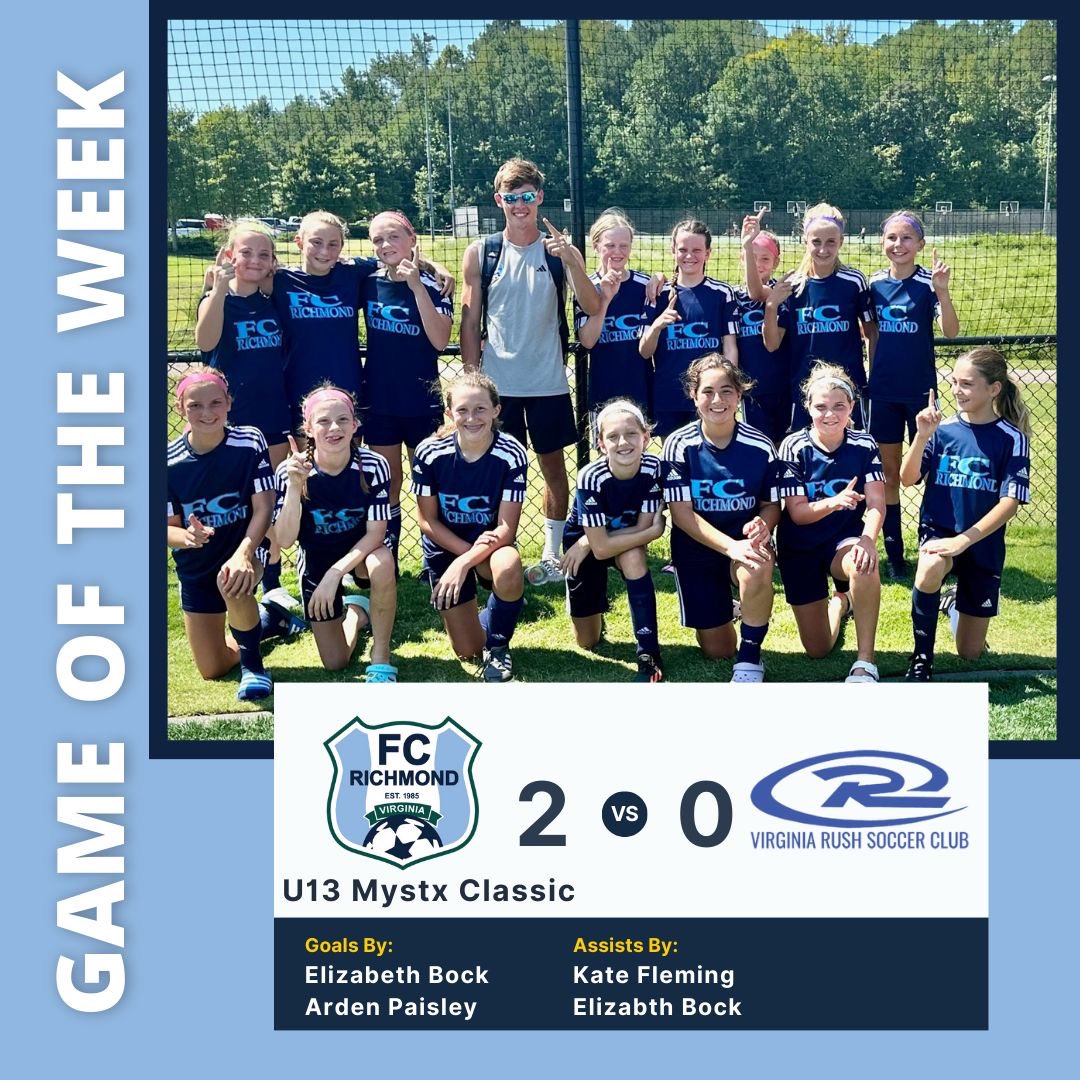 💫 The Game of the Week goes to our U13 Mystx Classic team who won 2-0 vs VA Rush Lions! Congratulations!! 👏🏼  #wearefcr