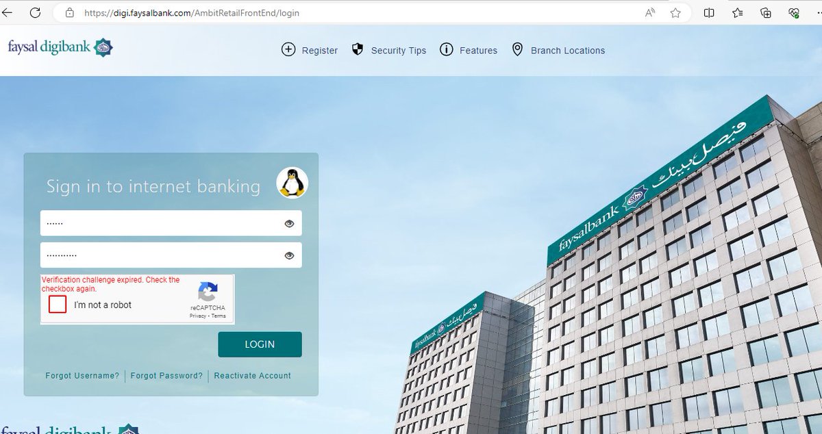 ZulfiqarAhmed69's tweet photo. If I am allowed to slap anyone, that will be the head of IT of Faysal Bank Pakistan.
Why not just close your online account access rather than keep adding layers and layers of security.
I have tried 4 times to login and after entering login details and going through verification challenge, I am not able to log on.