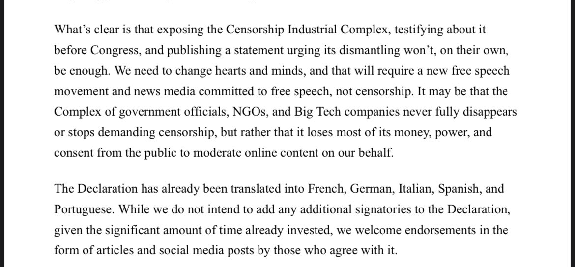 Introducing the #WestminsterDeclaration One hundred and thirty-eight artists, public intellectuals, and journalists demand governments dismantle the Censorship Industrial Complex @shellenberger @mtaibbi @NAffects @lwoodhouse @galexybrane public.substack.com/p/introducing-…