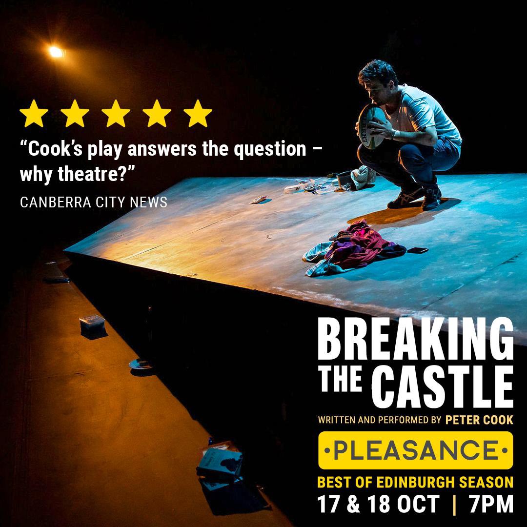HintofLIMEprod's tweet image. Don’t miss the final performance of “Breaking The Castle” written &amp;amp; performed by @peterncook @ThePleasance 7pm, today. Tickets still available - book now!
pleasance.co.uk/event/breaking…

⭐️⭐️⭐️⭐️⭐️ @LondonTheatre1 
⭐️⭐️⭐️⭐️⭐️ @ThreeWeeks 
Nominated for #OffFest Award