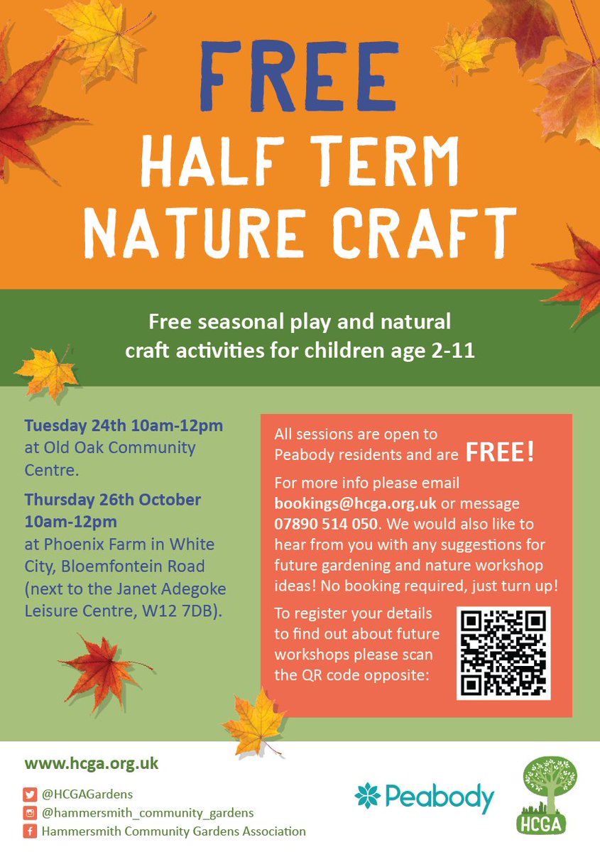 We are running FREE activities this half term for Peabody Residents at Old Oak Community Centre, we'll be making clay animals, dinosaur gardens, painted pebbles and wild wall hangings. 

<a href="/BubbleSqueakEat/">Bubble & Squeak</a> <a href="/PeabodyLDN/">PeabodyLDN</a> <a href="/OldOakCentre/">Old Oak Centre</a>
