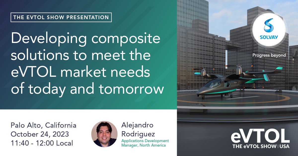 eVTOL build rates are increasing, and high-rate #composite production is an inevitable hurdle. Join Alejandro Rodriguez for a special presentation at the #eVTOLShow and see how we plan to meet pressing composite demands, helping the #eVTOL industry soar. bit.ly/3RXbnu4'