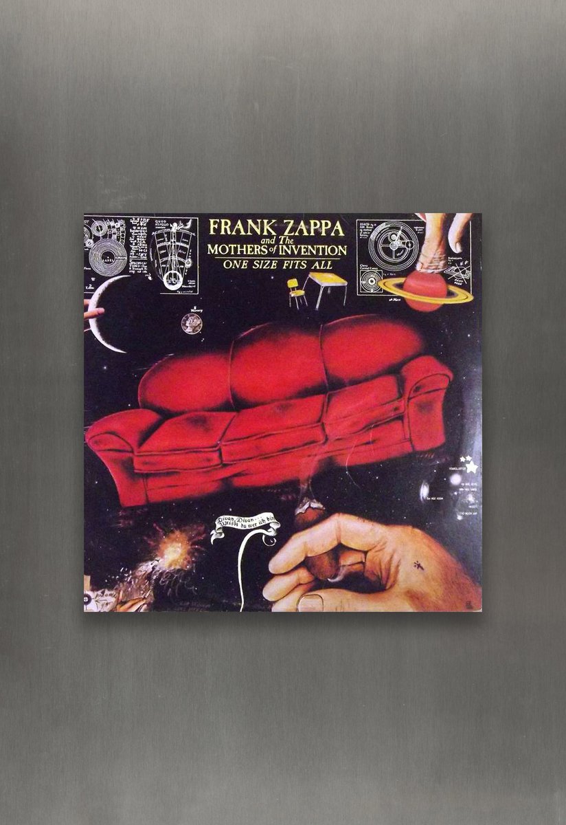 Ten notable albums from 1975. #03. Frank Zappa and the Mothers of Invention: One Size Fits All. #frankzappa #frankzappaandthemothersofinvention #onesizefitsall #cantaffordnoshoes #pojamapeople #evelynamodifieddog