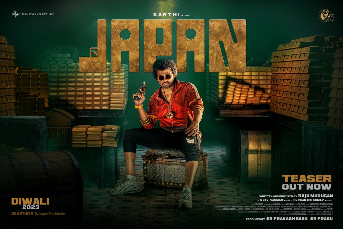 Get ready to meet the Pan India thief! Unmasking the enigmatic world of #Japan💥 #JapanTeaser Tamil : bit.ly/Japan_TamilTea… Telugu : bit.ly/Japan_TeluguTe… @Karthi_Offl @ItsAnuEmmanuel @vagaiyaar @ksravikumardir #Sunil @vijaymilton @sanalaman @gvprakash @dop_ravivarman…