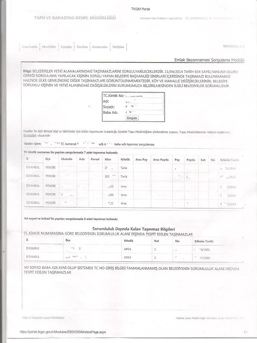 Milyonlarca yurttaşın kişisel verileri yine çalınmış. İçişleri Bakanlığı kayıtlarındaki güncel adres ve telefon numaraları tapudaki, adres, telefon bilgilerine de ulaşılıyormuş.

Pendik belediyesi Türkiye'nin her yerindeki tapu bilgilerine hukuksuz ulaşıyor  3. Kişilerede veriyor