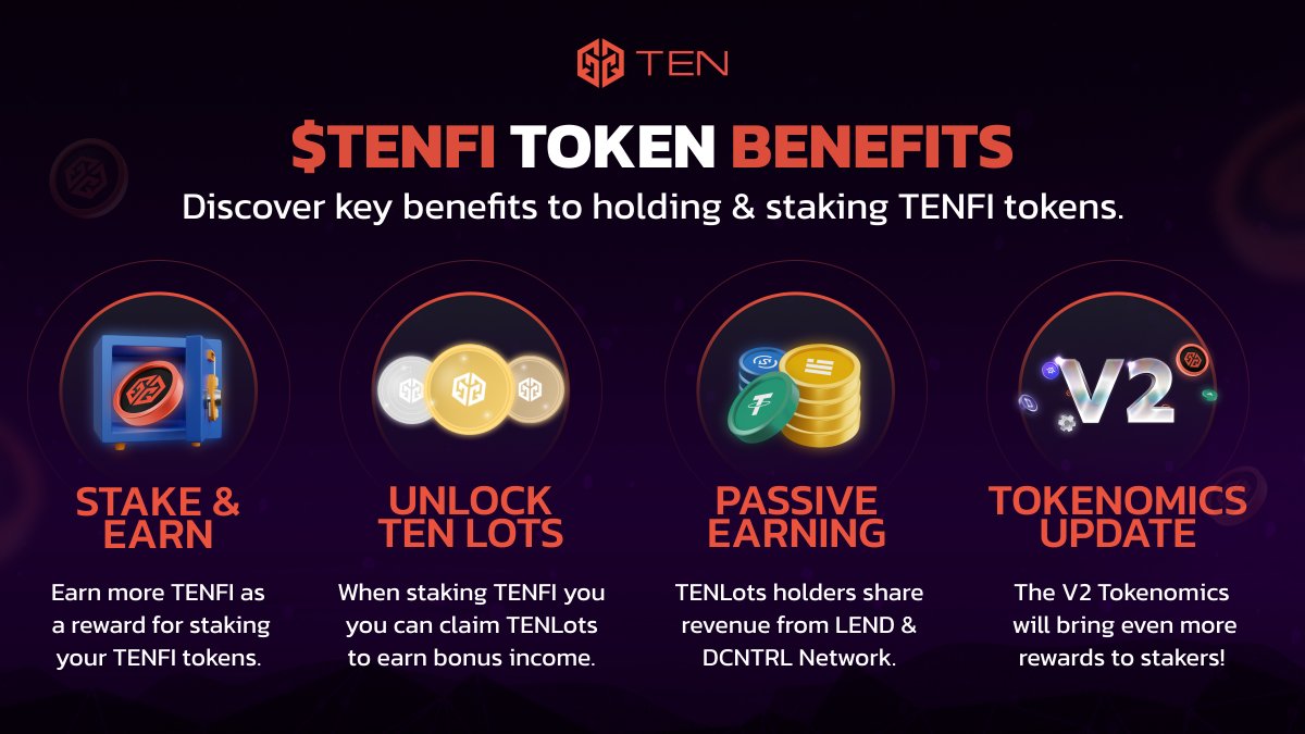 🌟You'll want to elevate your #DeFi strategy with $TENFI as we gear up for the transformative @TENfinance v2 Launch.

Get a head start & stake $TENFI today to unlock TENLots for bonus income & a share of revenue from @LEND_finance & @DCNTRLnetwork.

🌐 app.ten.finance