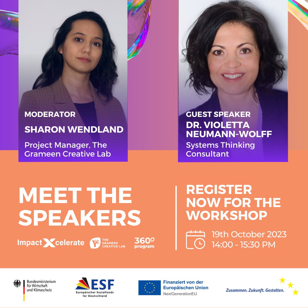 Meet our Speakers and join us for an inspiring workshop on Developing a Social Business Mindset: From Systems Thinking to Design Thinking! Register here: eu1.hubs.ly/H05Q9z10 Date: October 19th, Thursday Time: 14:00 CET-15:30 CET. 📷