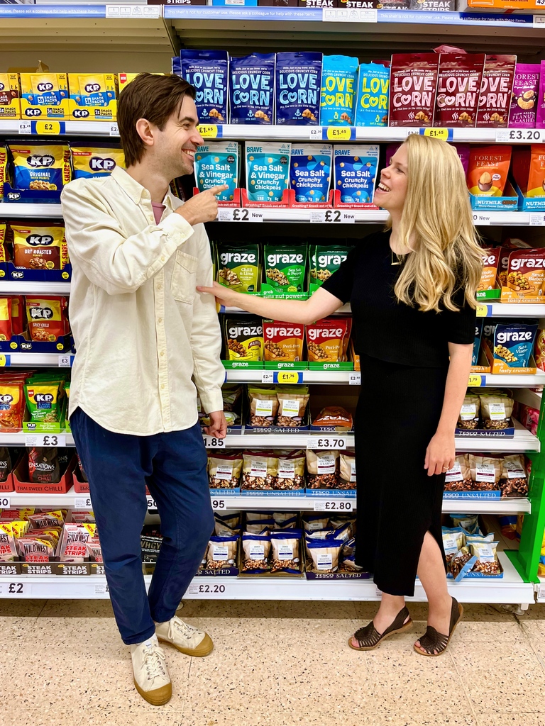 🎉 News Flash! We’re launching into Tesco! 🎉 We’re so freakin’ excited about this! Like, stupid levels of excitement 🤩 So whether you're a long-time fan or a newbie, grab your BRAVE fix to supercharge your weekly shop! 🛒💪 #chickpeas #tesco #healthysnacking