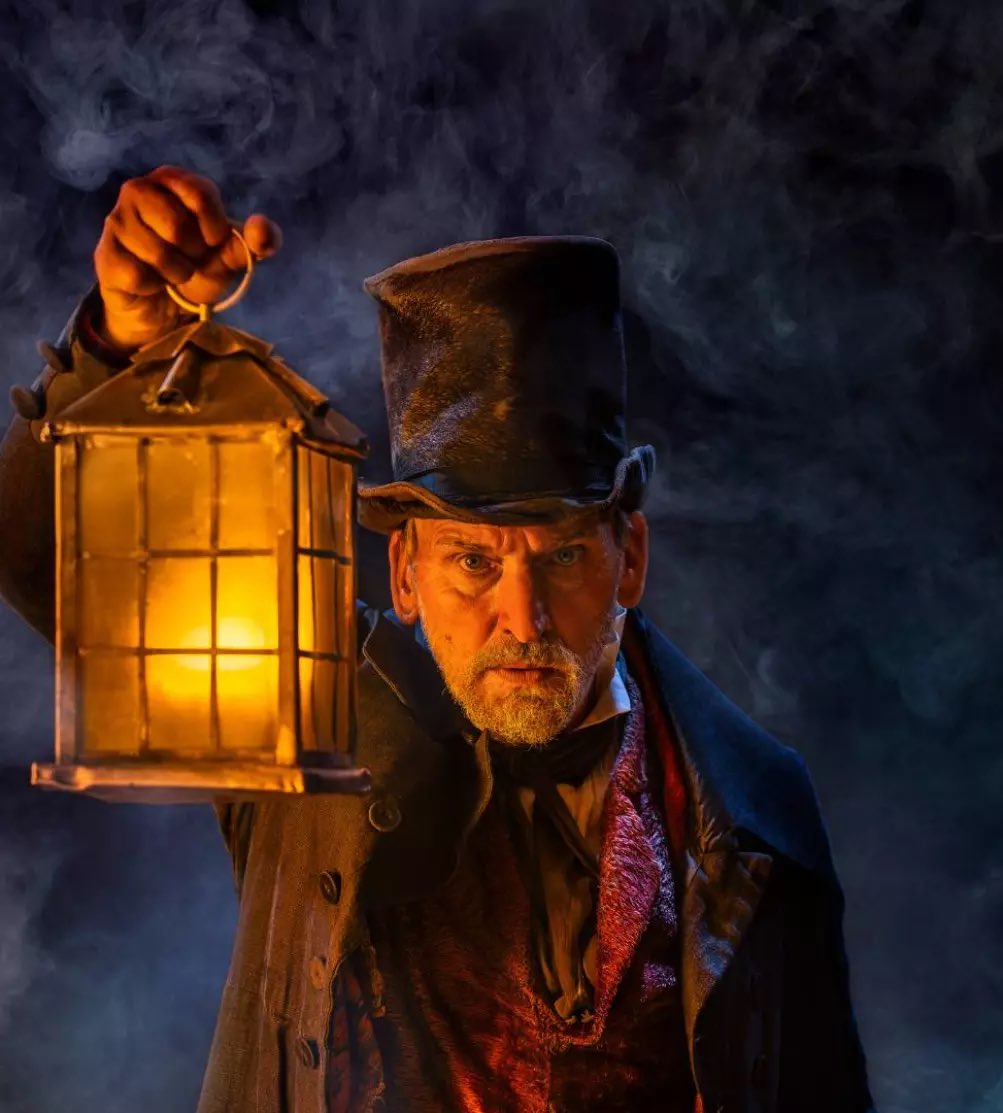 This shot, by @hugoglendinning, of Christopher Eccleston as Scrooge in the @oldvictheatre production of A Christmas Carol is simply stunning. Just screams Dickens.