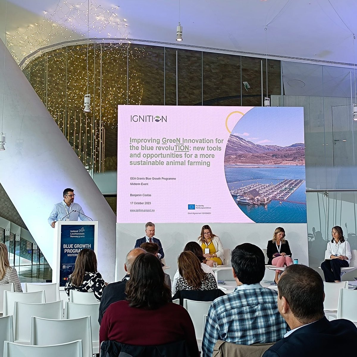 🌊 Yesterday, @CiimarUp researchers shared cutting-edge work from EEAGrantsPT 'Blue Growth Program'. @BCostasCiimar received a special invite to showcase the Horizon Europe project @IGNITION__EU, recognized for its substantial contribution to #BlueGrowth

#Farm2Fork #Aquaculture