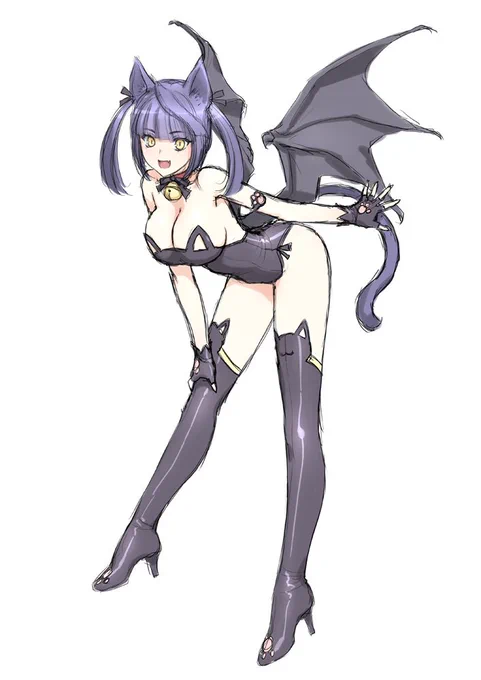 過去絵。ネコ+サキュバスのにゃキュバス。 