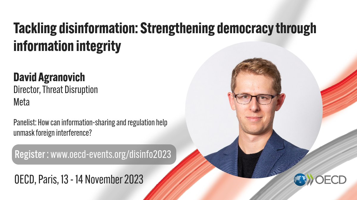 OECDgov's tweet photo. EVENT 📢 Tackling #Disinformation 🤔🚫

Strengthening Democracy Through Information Integrity

📅 13-14 NOV 📍 OECD, Paris

Don't miss the discussions with our panel of experts, including @DavidAgranovich, @Meta

Register👉 https://t.co/7Sqy3E8LiF  #MisDisInfo https://t.co/sS477lh2Rx