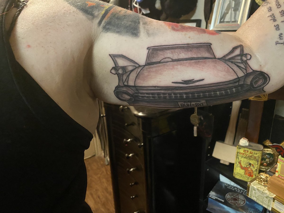 ImpalaGirl6785's tweet photo. @JulianRichings not finished yet… but the start of my fave tat yet &amp; new addition to my SPN sleeve! My fave character by the most amazing actor! Had to go big for this one and my skin was not happy so going back for more in few weeks to finish! #SPNFamily #spn #Supernatural https://t.co/kGPspQNUtT
