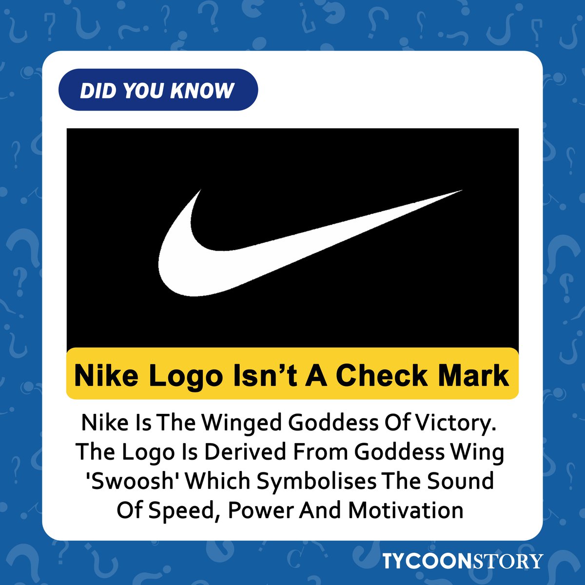 #DidYouKnow 

#nikesymbol #GoddessOfVictory #SpeedAndPower #dreams #Motivation #WingedVictory #swiftness #FindYourGreatness #iconicLogo #ambition #ImpossibleIsNothing #NikeLegend #NikeInnovation #inspiration #Empowerment