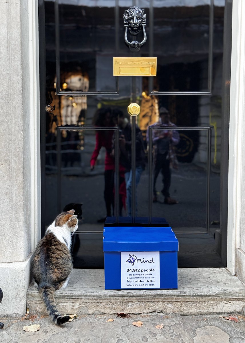 Mind (@mindcharity) on Twitter photo Over 34,000 of you signed our petition calling for reforms to the Mental Health Act before the next election.
We're feline confident this will get <a href="/RishiSunak/">Rishi Sunak</a>'s attention 👀
<a href="/Number10cat/">Larry the Cat</a> #RaiseTheStandard Over 34,000 of you signed our petition calling for reforms to the Mental Health Act before the next election.
We're feline confident this will get <a href="/RishiSunak/">Rishi Sunak</a>'s attention 👀
<a href="/Number10cat/">Larry the Cat</a> #RaiseTheStandard